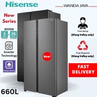 [FAST DELIVERY] Hisense INVERTER Side by Side Fridge 660L Refrigerator RS708N4ASN1 / RS708N4ABN1 [Pe