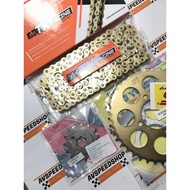 SUZUKI GEAR SET TK 415 SATRIA FU 150 OLD TITANIUM GOLD & TK HS 415 - 130 L GOLD CHAIN