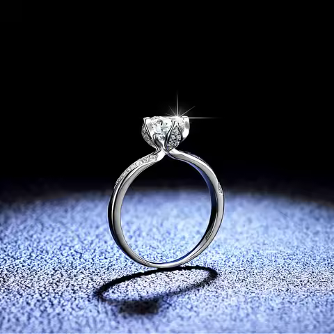 Four-Prong Classic Ring 1ct Moissanite PT950 Platinum - 1ct platinum ring, timeless durable style, p