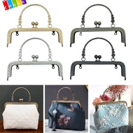 CHAAKIG Purse Frame Kiss Clasp, Bag Hardware Metal Purse Clasp Frame, Mini Vintage Purse Frame DIY C