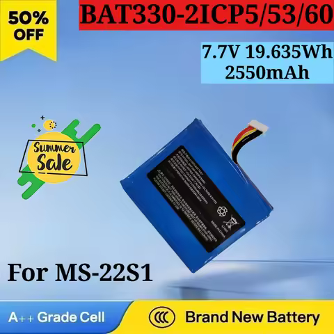 Newest BAT330-2ICP5/53/60 7.7V 19.635Wh 2550mAh Rechargeable Lithium-ion Battery for MS-22S1 High Ca