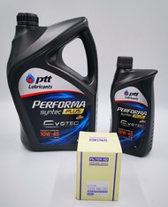 PTT Performa Synthc Plus EVOTEC 10w-40 เบนซิน ขนาด 5 ลิตร(4+1 ลิตร)+กรองน้ำมันเครื่อง/กรองเครื่อง Honda ใช้ได้ทุกรุ่น (City, Jazz, Civic, Accord, CRV, BRV, HRV, Brio, Amazz)Filter HD