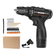 HILDA 12V Alat Listrik Mesin Bor/Obeng baterai impact drill cordless charger beton kayu besi elektri