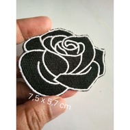 MAWAR Black rose embroidery Patch, black rose flower, clothes Patch