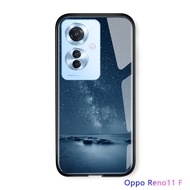 เคส Hontinga สำหรับ OPPO Reno 11 Pro Reno11 11F F 5G เคสอวกาศแฟนตาซีลายดวงจันทร์กวางดาวเคสกาแลคซี่กระจกเทมเปอร์เคสโทรศัพท์ด้านหลังเคสแข็งเคสโทรศัพท์สำหรับเด็กผู้หญิง