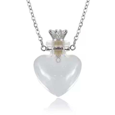 Transparent Heart Vial Bottle Necklaces for Titanium Steel Chain Make a for Wish Blood Vial Necklace