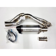 Sale! คอท่อ งานแสตนเลส สำหรับ Yamaha Mslaz M-Slaz และ R15 เก่า พร้อมปลายท่อ AK ยาว 12 นิ้ว ปลาย 2 รู