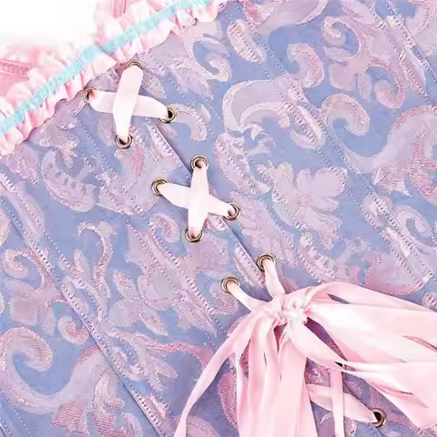 Zipper Jacquard Underbust Corset Steel Boned Jacquard Fabric Bustier Top Waist Training Cincher Lace