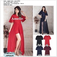 OVERALL JUMPSUIT LONG DRESS CELANA KULOT PENDEK KOREA IMPORT RED BLACK