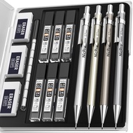 Nicpro 4 Pack Mechanical Pencil 0.7mm with Case, MB1000 Metal Mechanical Pencil Set with 8 Tube HB #