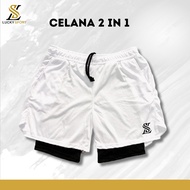 ORIGINAL 2 IN 1 SPORTS SHORTS FOR MEN AND WOMEN RUNNING SPORT JOGGING GYM RUNNING FITNESS SPORTY