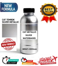 cat silver metallic waterbased cat tembok warna silver 300ml metalik glossy