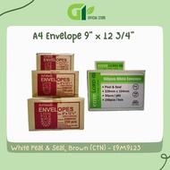 [GY Office] LION FILE/BUTTERFLY A4 Envelope 9" x 12 3/4" White Peal & Seal, Brown With Gum (CTN) - E