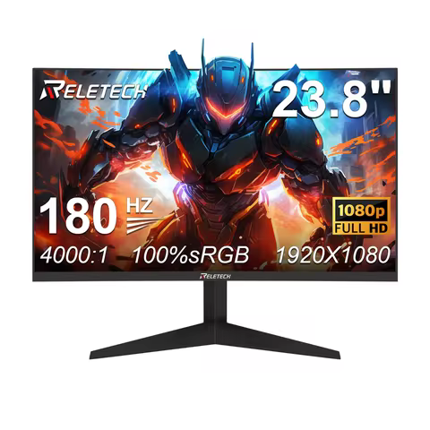 Reletech Monitor 23.8Inch 180Hz Curved Gaming Monitor 3000R FHD VA Panel 4000∶1 HDMI/DP Borderless S