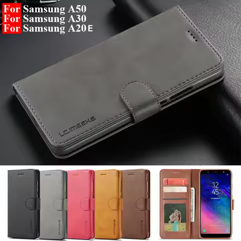 Leather Flip Case For Samsung A70 A12 A51 A50 A30 A20E Case For Galaxy A6 A7 A8plus A9 J4 J6 2018 S8