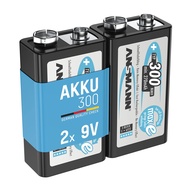 ANSMANN 9V Rechargeable Batteries 300mAh pre-Charged Low Self-Discharge NiMH 9 Volt Battery 9V Batte