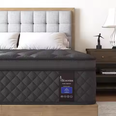 Mattress, 12 Inch Hybrid Mattresses Black, Euro Top Medium Firm for Back amp Lumbar Support, 100 Nig