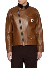 SACAI X CARHARTT WIP SLANTED ZIP LEATHER JACKET