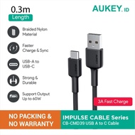 Kabel Charger Aukey CB-CMD39 USB A to USB C NO PACKING &amp; NO WARRANTY
