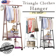 READY STOCK Triangle Clothes Hanger Storage Rack Clothes Wardrobe With Wheels / ALMARI BAJU / AMPAIAN BERODA /ALMARI