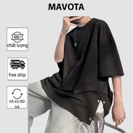 Mavota t-shirt, men's plain cotton t-shirt, loose form, Korean unisex button border AT66