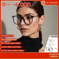 [0— -6.00D] Myopia Glasses With Power And Oval Glasses For Women And Men,Y2k Anti Blue Light Glasses