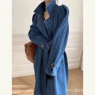 Addditional Purchase 8699 Pieces Denim Windbreaker Jacket Women Mid-Length 2025 Spring Autumn Retro 
