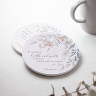 婚禮禮物 | 花草杯墊 | 聖經經文 | 以弗所書4:2