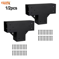 [BTQN] 4x4inch Steel DIY Pergola Hardware Kit 3Way Right Angle Corner Bracket with Base[OCT]