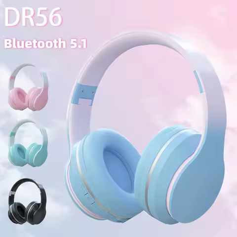 Gradient Bluetooth Headset Cute Wireless Music Headphone with Mic Gamer Earphone Kids Lovely Christm