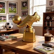 1pc Handmade Realistic Golden Boot Football Trophy Ornament | Premium Resin Material Football Golden