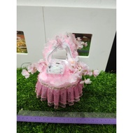 floral pink bekas cincin hantaran siap gubah dengan bunga kecik comel bekas cincin hantaran 1 set ci