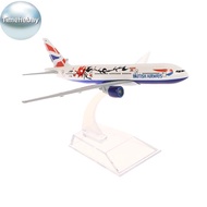 TimeHebay 16CM British Plum Blossom 777 Airliner Alloy Airplane Model Scale 1:400 Metal Airplane Rep