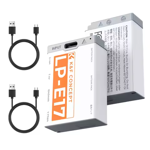 K&F CONCEPT 2-Pack LP-E17 Battery with USB C Fast Charging for Canon EOS R10 R8 R50 Rebel T8i T7i T6
