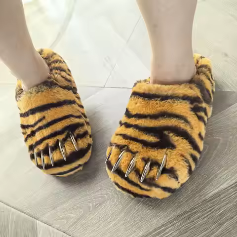 Customizable Unisex Fur Mules Slipper LEOPARD Claw Slides Mules Fashion Outdoor Custom Paw Mules Sho