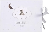Neutral Colored Baby Shower Guest Book With 3D Silver Icons By Haysom Interiors