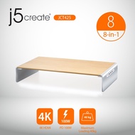 j5create JCT425 Wooden Monitor Stand with Power Delivery 100W USB 3.0x5 4K HDMI for iMac MacBook sol
