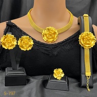 [4-Piece set] 24k Gold-Plated jewelry Four-Piece set Dubai India Ladies Necklace Bracelet Earrings R