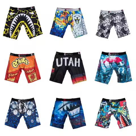 ETHIKA 1Pcs Men Underwear Boxers Breathable Mesh Crotch Man Underpants Plus Size L-3XL Mens Panties 