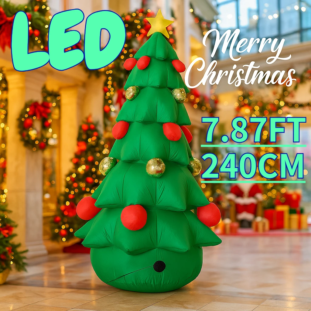 cod 7.87FT Inflatable Toys Christmas Tree with LED Lit Xmas Yard Lawn Garden Party Decor Xmas Home S
