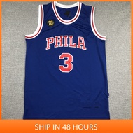 76 People 3 IVERSON 10th Anniversary Blue Mesh Embroidered Basketball Uniform American Retro jersey 