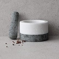 SMLZV Mortar and Pestle Set,Natural Marble &amp; Granite Home Kitchen Manual Grinder,Stone Grinder for Garlic and Spice
