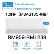 Midea Aircond 1.0HP Xtreme Cool R32 Non-Inverter Ionizer- MSAG Model (2 YEAR WARRTY INDOOR, 5 YEAR WARRTY OUTDOOR)