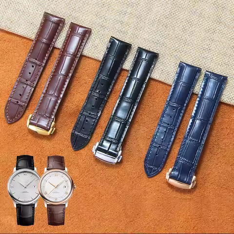 18/19/20/21/22mm Flat-Interface Dive Genuine Cowhide Strap for Omega Speedmaster De Ville Comfortabl