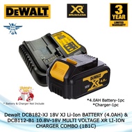 Dewalt DCB182-XJ 18V XJ Li-Ion BATTERY (4.0AH) & DCB112-B1 10.8V-18V MULTI VOLTAGE XR LI-ION CHARGER