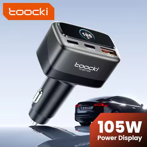 Toocki C46 Car Charger TFT Digital Display PPS 45W PD 30W Fast USB Type Car Phone Charger for iPhone