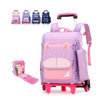 Cartoon Kids Travel Rolling luggage Bag School Trolley Backpack with Wheels girls backpack Girls whe