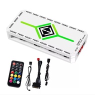 กล่องควบคุมไฟ PWM Fan Hub Controller 5V ARGB Mainboard SYNC Light Remote Control