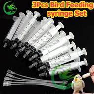 Syringe 3Pcs Baby bird feeder 5ml Hand feeding syringe for lovebirds cockatiel with soft hose