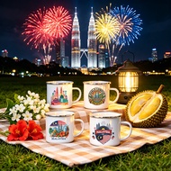 Malaysia Landmark Theme Printing  Malaysia National Day Mug Coffee Tee Enamel Mug Malaysia Independe